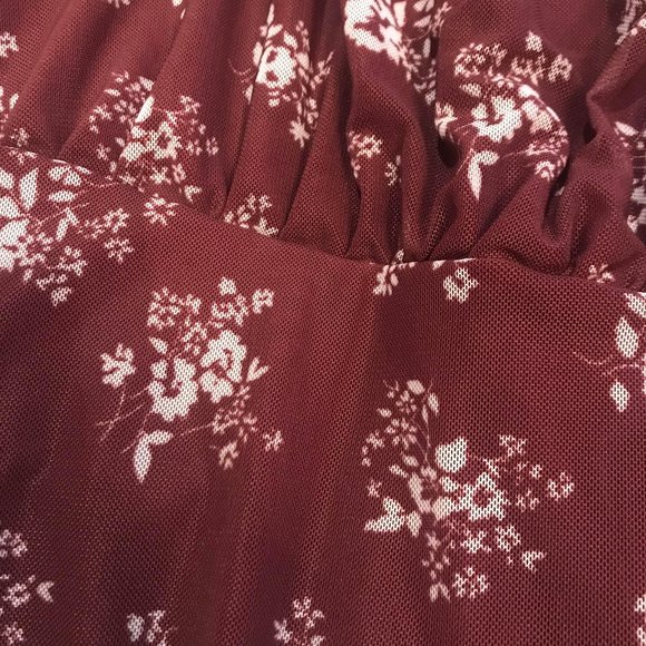Maroon Floral Dress - Picture 3 of 4